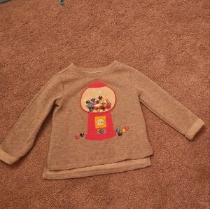 Wonder Nation Brown Long Sleeve Shirt with Gumball Machine Design